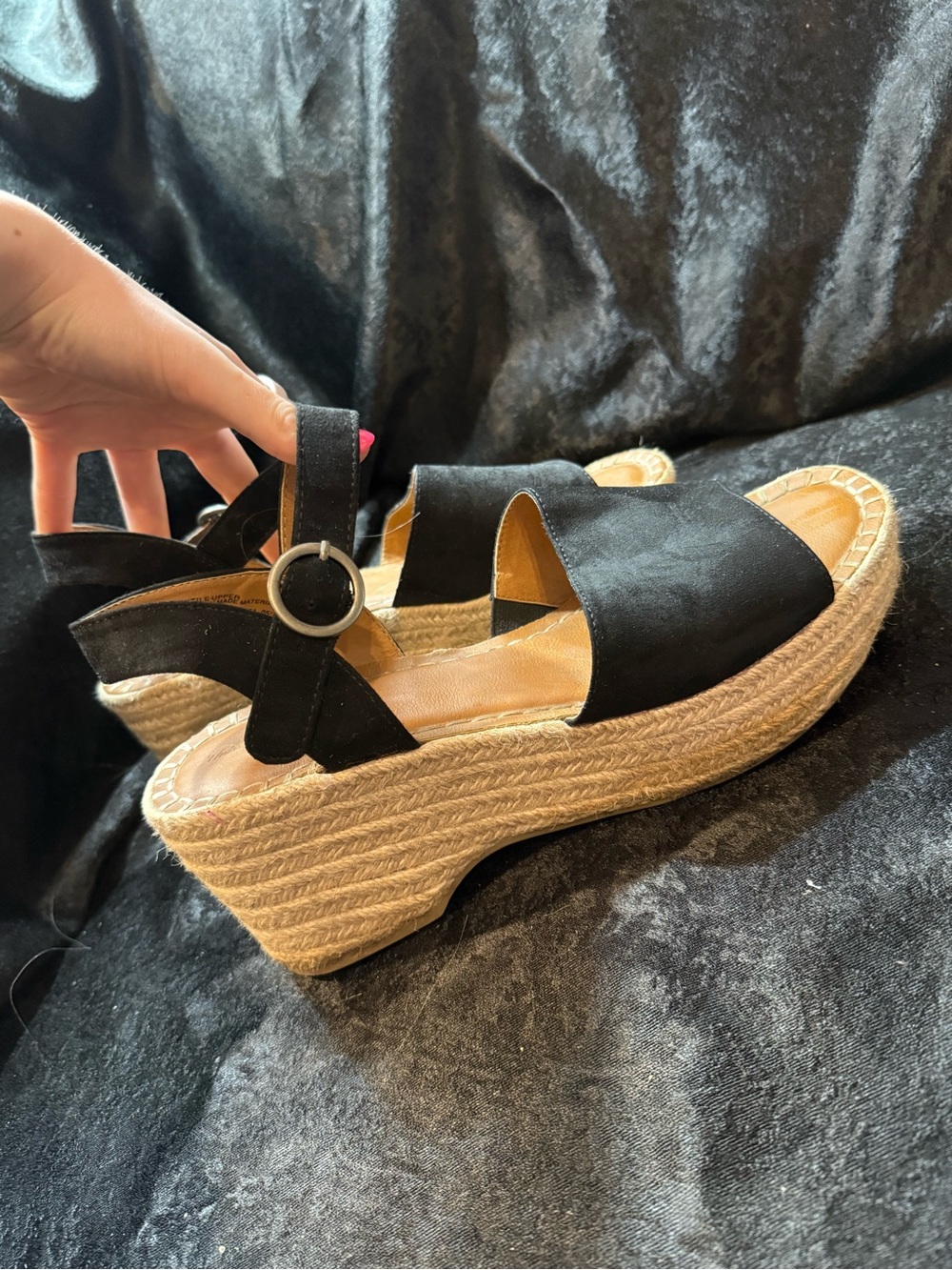 Universal Thread Black Espadrille Platform Wedge Sandals